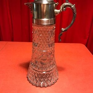 Vintage Leonard Crystal and Silver-plate Pitcher